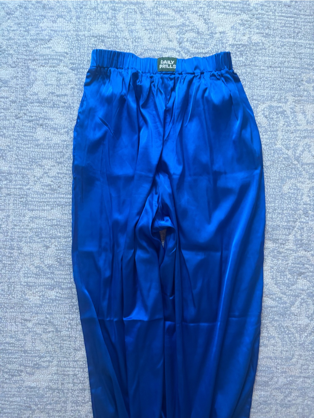 Daily Drills Bright Blue Satin Elastic Waist Skirt